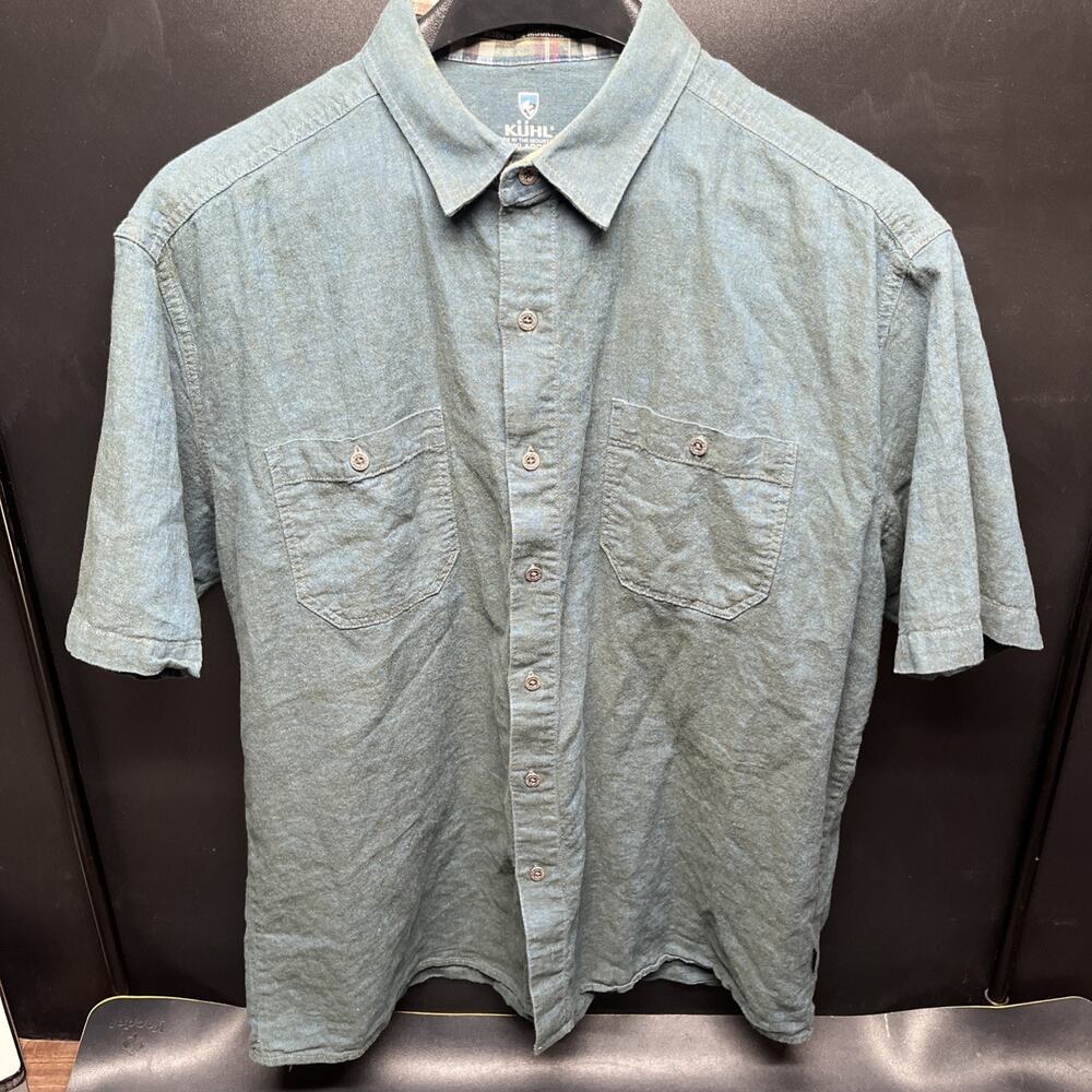 Kuhl Linen Cotton Blend Shirt Short Sleeve Mens XL Hiking Outdoor Travel. LL